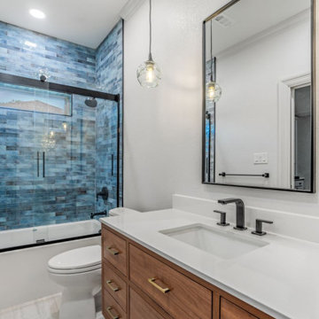 Luxury Master Bath with Floor-to-Ceiling Shower Tiles