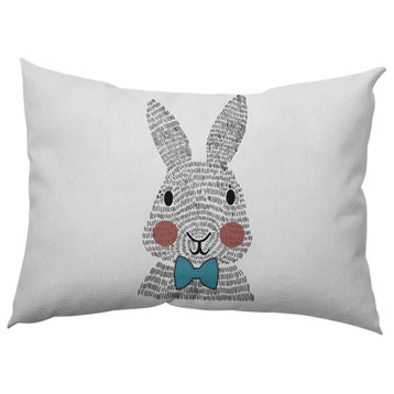 Bow-tie Bunny Easter Decorative Lumbar Pillow, Explorer Blue, 14x20"