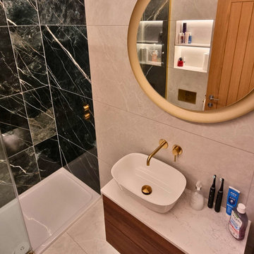 Gold & Green Contemporary Bathroom
