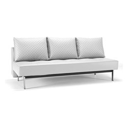 "Innovation" Sly Deluxe Q White Leather Sofa Bed / Chromed Legs - Sofas