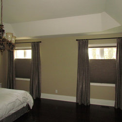 Custom Bedroom Drapery & Blackout Honeycomb Shades - Curtains