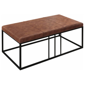 Modern Geo Black and Brown Leather Multipurpose Table
