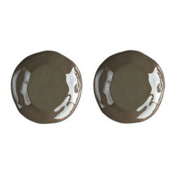 Wavy Ceramic Medium Plate in Olive Green - Set of 2 - Serveware