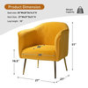 Set of 2 Contemporary Accent Chair, Golden Legs & Channeled Velvet Seat, Mustard
