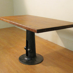 Vintage Industrial Butcher Block Dining Table - Furniture