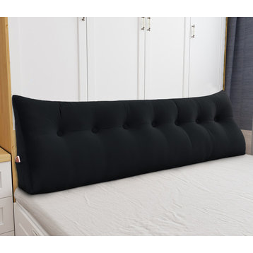 Bed Wedge Pillow Back Rest Support, Black Velvet, 76x20x8