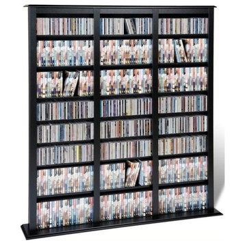 Atlin Designs 64" Triple CD DVD Media Storage Rack in Black