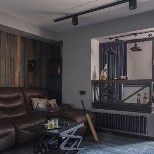 Inspiration for an industrial home theater remodel in Moscow