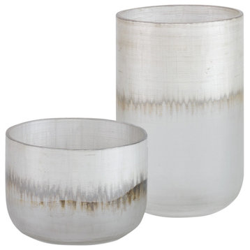Uttermost Frost Silver Drip Glass Vases, Set of 2