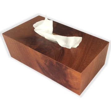 Tissue Box Cover in Crotch Mahogany Wood, Junior Rectangular Size