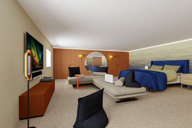 Contemporary Loft Bedroom Design with Cedar Panelling