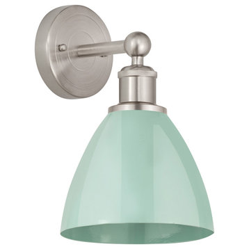 Plymouth Dome 1 Light Wall Sconce, Brushed Satin Nickel, Seafoam