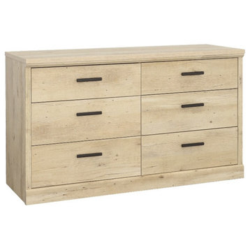 Pemberly Row Modern Engineered Wood 6 Drawer Dresser in Prime Oak