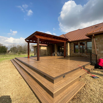 Cedar pergola and composite deck with lighting