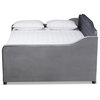 Transitional Grey Velvet Fabric Upholstered Button Tufted Full Size Daybed