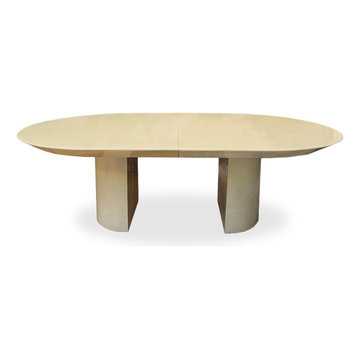 "KNIFE EDGE DINING TABLE" IN LACQUERED GOATSKIN BY KARL SPRINGER C. 1980'S