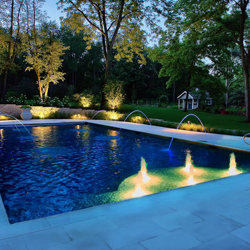Inground Swimming Pool with Water Features and Fiber Optics
