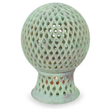 Lattice Globe Soapstone Candleholder, India