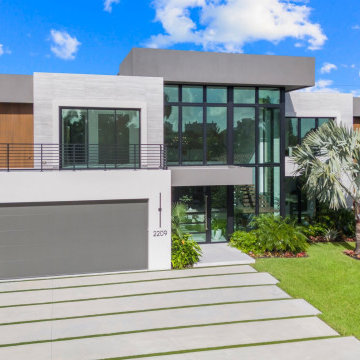 STAGGERED DESIGNER CONCRETE SLABS DRIVEWAY & FLOATING PORCH