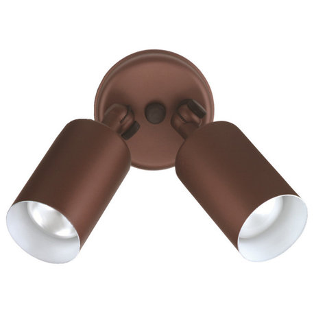 NICOR 100-Watt White Double Cylinder Adjustable Security Flood Light, Bronze