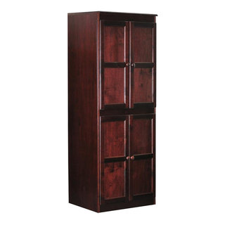 OKD 72 Tall Wood Modern Home Storage Closet Bathroom Cabinet with 2 Doors  andAdjustable Shelves, Cherry 