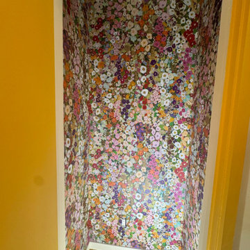 Bold Floral Wallpaper Installation in Closet Space