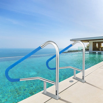 Pool Rail Stainless Steel Swimming Pool Handrail with Rustproof Grip Cover, 55 Inch