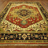 New Authentic Red & Black Hand Knotted Heriz Serapi 8x10 Turkish Wool Rug H3515