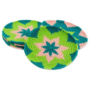 Handmade Ocean Starburst  Cotton crocheted coasters (set of 6) - Guatemala