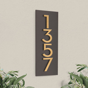 Simply Sweet Address Plaque + House Numbers, Brown, Brass Font