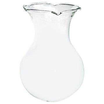 Delicate Decorative Clear Glass Scalloped Lipped Flower Vase