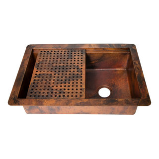 SoLuna Copper Kitchen Sink | Side Drainboard