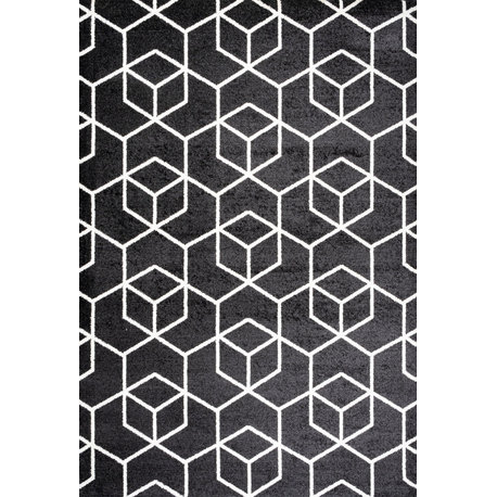 Tumbling Blocks Modern Geometric Black/White 5'x8' Area Rug
