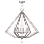 Livex Lighting - Diamond Chandelier, Brushed Nickel - The Diamond eight light brushed nickel chandelier lets you explore a new facet of your design sense. Shaped like a diamond, this contemporary eight light chandelier is like jewelry for your home's interior.