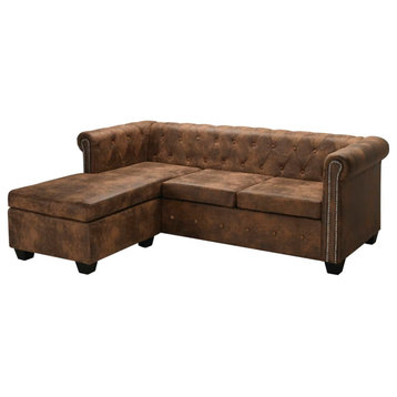 vidaXL Sofa Upholstered Sofa Bed for Living Room Artificial Leather Brown