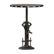Consigned 32" Cast Iron Round Industrial Bar Table, Crank Adjustable Top