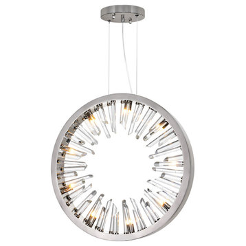 Spiked 9 Light Chandelier With Polished Nickel Finish