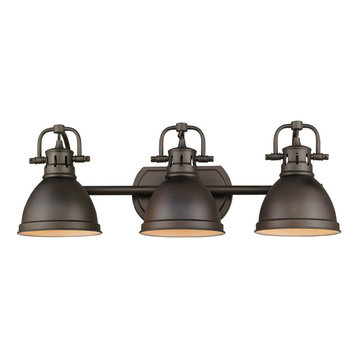Duncan 3-Light Vanity, Rubbed Bronze, Rubbed Bronze