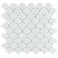 Expressions Scallop White Glass Floor and Wall Tile