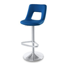 Zuri Furniture - Jazz Adjustable Height Swivel Armless Barstool, Dark Blue - Bar Stools and Counter Stools