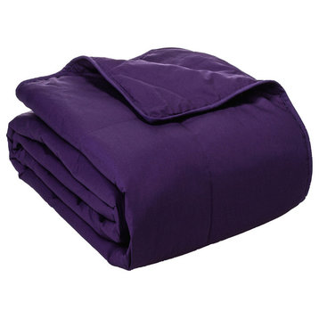 Cottonpure 100% Sustainable Cotton Filled Blanket, Plum, Full/Queen