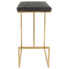LeisureMod Quincy Leather Bar Stools With Gold Frame, Gray
