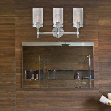 Cusco 3-Light Vanity Light, Brushed Steel, Clear Glass Shades
