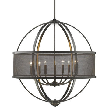 Colson 9-Light Chandelier With Shade, Etruscan Bronze
