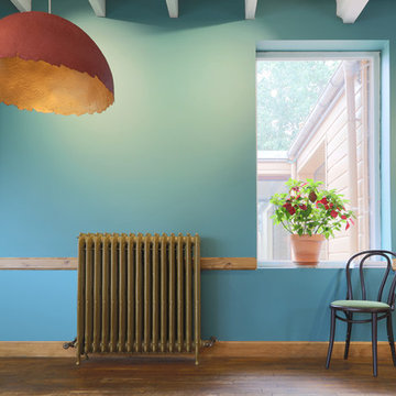 "Americana" restaurant interior with cast-iron radiators, France