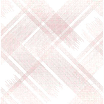 2973-90702 Zag Modern Plaid Wallpaper Stripes Overlaps in Pink
