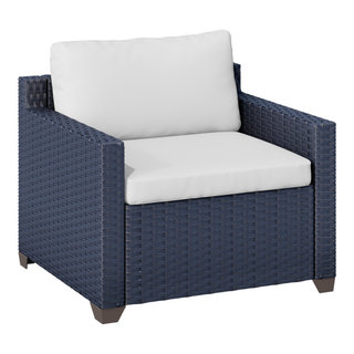 Outdoor Navy Wicker Club Chair - Tropical - Outdoor Lounge Chairs - by TKClassics | Houzz