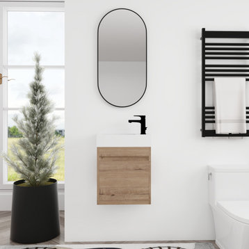 BNK 18" Small Bathroom Vanity with Sink 18 Inch, with Soft Close Door, 18x10, Imitative Oak
