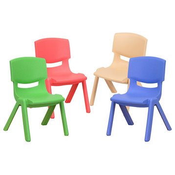 Flash Furniture 4 Pack Stackable Chairs, 10.5" Seat