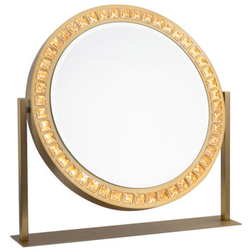 Marilyn Table Top Vanity Mirror, Weathered Brass